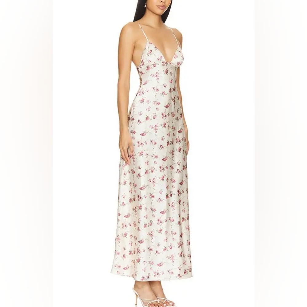 NWT WeWoreWhat Ivory Floral Maxi Slip Adjustable Straps Revolve